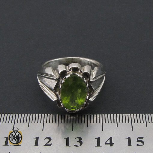 انگشتر زبرجد مردانه خوش رنگ با رکاب دست ساز - کد 8552 - تصویر 4