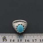 4 انگشتر فیروزه نیشابور مردانه خوش طبع رکاب دست ساز - کد 8569 - تصویر 4