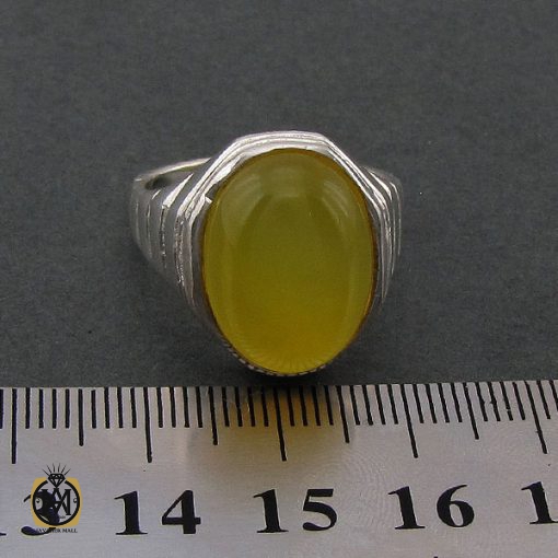 4 انگشتر عقیق زرد با حکاکی شرف الشمس مردانه - کد 8379 - تصویر 4