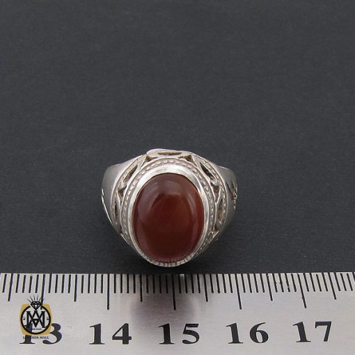 انگشتر عقیق یمن مردانه رکاب طرح یا علی - کد 8582 - تصویر 4