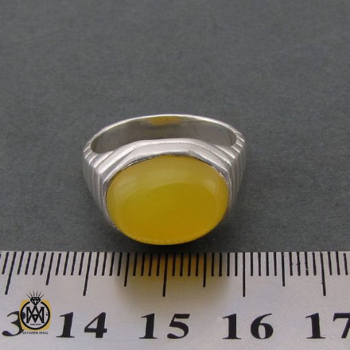 انگشتر عقیق زرد با حکاکی شرف الشمس مردانه - کد 8387 - تصویر 5