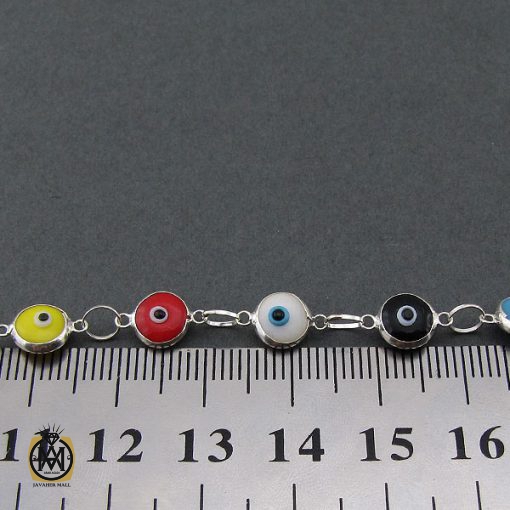 دستبند نقره و میناکاری طرح چشم زخم زنانه - کد 1069 - تصویر 4
