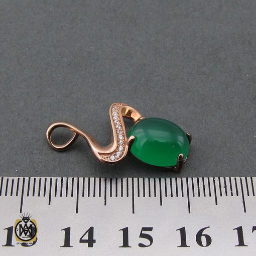 مدال عقیق سبز زنانه طرح ژینوس - کد 3048 - تصویر 4