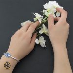 دستبند نقره زنانه طرح چشم زخم - کد 1076 - تصویر 5