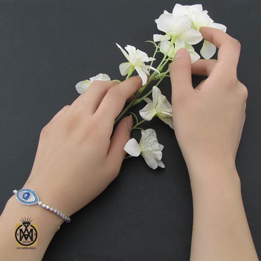 دستبند نقره زنانه طرح چشم زخم - کد 1076 - تصویر 5