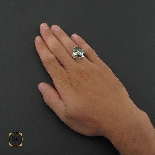 انگشتر حدید با حکاکی عین علی و سه جلاله مردانه – کد 8442 - تصویر 5