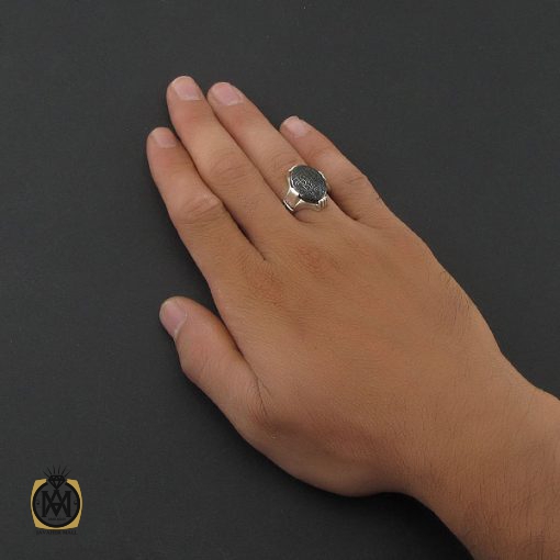 5 انگشتر حدید با حکاکی ان الحسین مصباح الهدی وسفینه النجاه مردانه – کد 8448 - تصویر 5