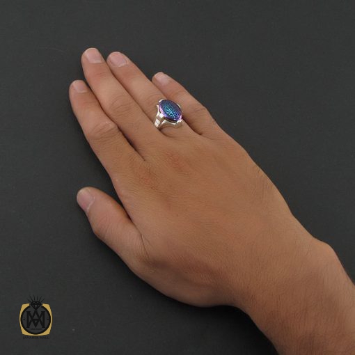 انگشتر حدید با حکاکی ناد علی مردانه – کد 8450 - تصویر 5