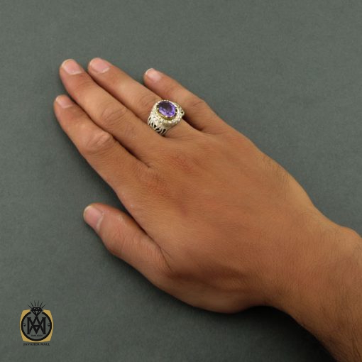 انگشتر آمتیست ارزشمند مردانه - کد 8459 - تصویر 5