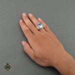5 انگشتر توپاز آبی مردانه دست ساز - کد 8465 - تصویر 5