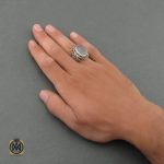 انگشتر دُر نجف با حکاکی یا زهرا مردانه - کد 8470 - تصویر 5