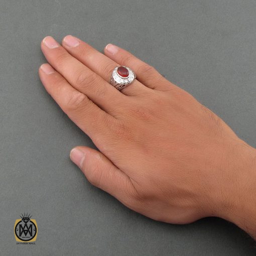 انگشتر عقیق یمن مردانه خوش رنگ - کد 8472 - تصویر 5