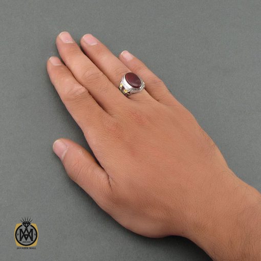 انگشتر عقیق یمن، یاقوت و زمرد مردانه – کد 8475 - تصویر 5