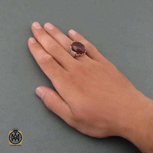 انگشتر عقیق یمن الماس تراش مردانه – کد 8479 - تصویر 5