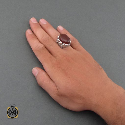 5 انگشتر عقیق یمن مردانه درشت و خوش رنگ – کد 8482 - تصویر 5