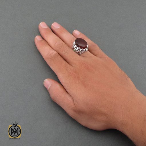 انگشتر عقیق یمن ارزشمند و زمرد مردانه - کد 8483 - تصویر 5
