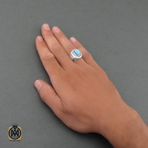 انگشتر فیروزه نیشابوری مردانه - کد 8491 - تصویر 5