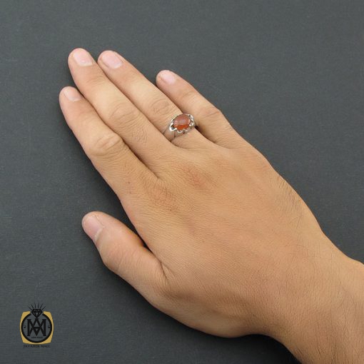 انگشتر عقیق یمن شرف الشمس مردانه رکاب صفوی - کد 8497 - تصویر 5