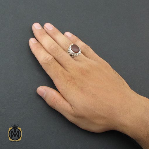 انگشتر عقیق یمن مردانه دست ساز - کد 8503 - تصویر 5