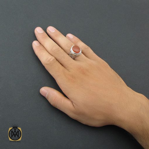 انگشتر عقیق یمن مردانه دست ساز - کد 8504 - تصویر 5