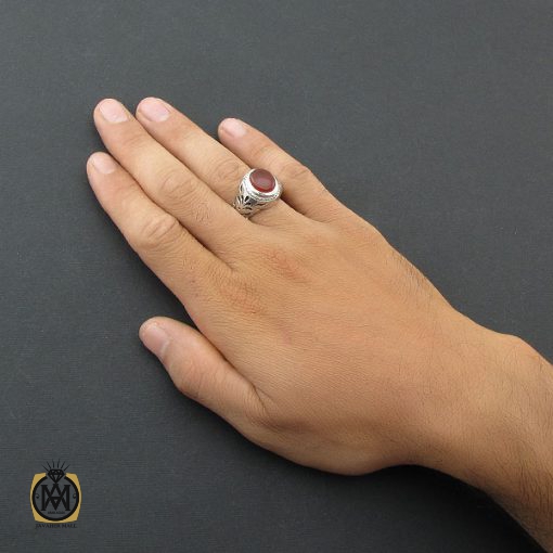 انگشتر عقیق یمن مردانه دست ساز - کد 8507 - تصویر 5