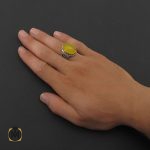 5 انگشتر عقیق زرد با حکاکی شرف الشمس مردانه - کد 8360 - تصویر 5