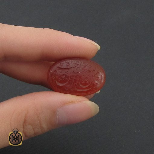 نگین عقیق یمن با حکاکی احب الله من احب حسین - کد 9018 - تصویر 6