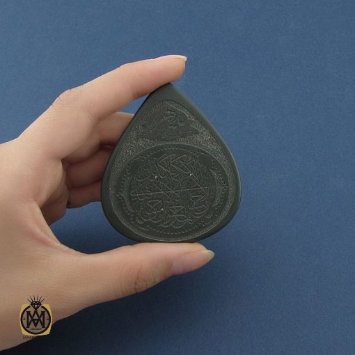 5 نگین تک یشم اشکی با حکاکی سوره الرحمن - کد 9028 - تصویر 5