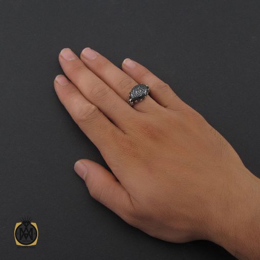 5 انگشتر حدید سینی با حکاکی ان الله بالغ امره مردانه - کد 8363 - تصویر 5