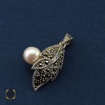 5 سرویس نقره با نگین مروارید زنانه طرح سمن - کد 7101 - تصویر 4