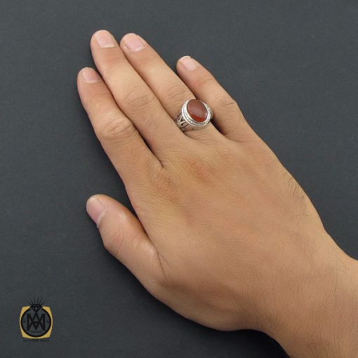 انگشتر عقیق یمن با حکاکی شرف الشمس مردانه  - کد 8519 - تصویر 5