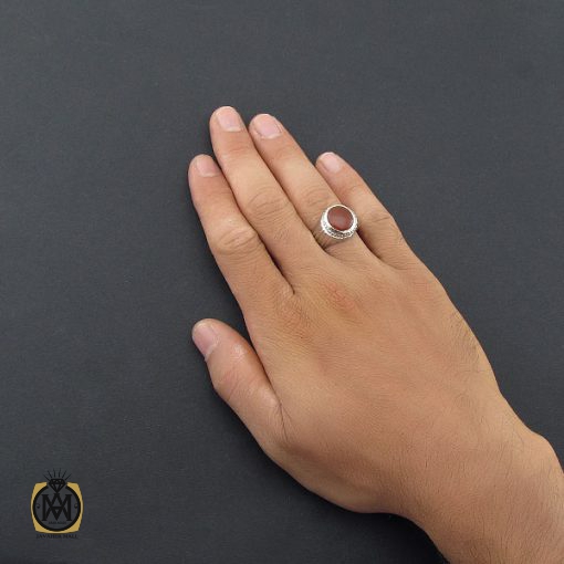 انگشتر عقیق یمن مردانه  - کد 8520 - تصویر 5