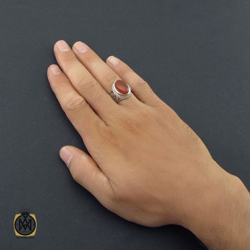 5 انگشتر عقیق یمن مردانه دست ساز - کد 8525 - تصویر 5