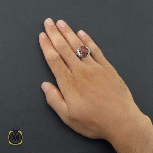 انگشتر عقیق یمن مردانه دست ساز - کد 8530 - تصویر 5