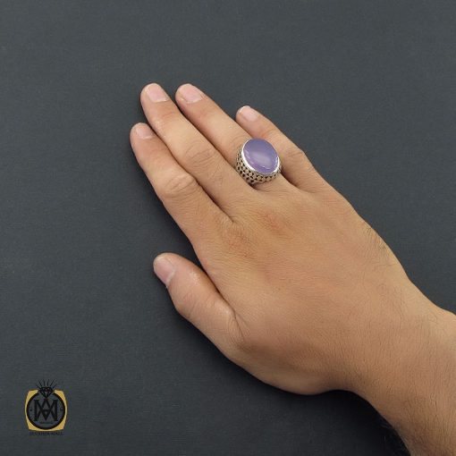 انگشتر عقیق یمن کبود خوش رنگ و درشت مردانه دست ساز - کد 8536 - تصویر 5