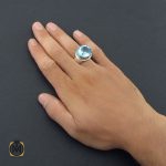 5 انگشترتوپاز آبی درشت مردانه صفوی دست ساز - کد 8539 - تصویر 5