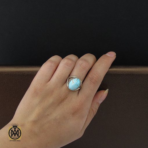 انگشتر فیروزه نیشابور زنانه طرح مهدیس - کد 2071 - تصویر 5