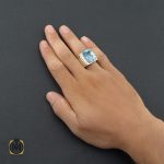 5 انگشتر توپاز آبی مردانه درشت و مرغوب رکاب دست ساز - کد 8543 - تصویر 5