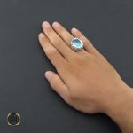 5 انگشتر توپاز آبی مردانه ارزشمند و درشت با رکاب دست ساز - کد 8545 - تصویر 5