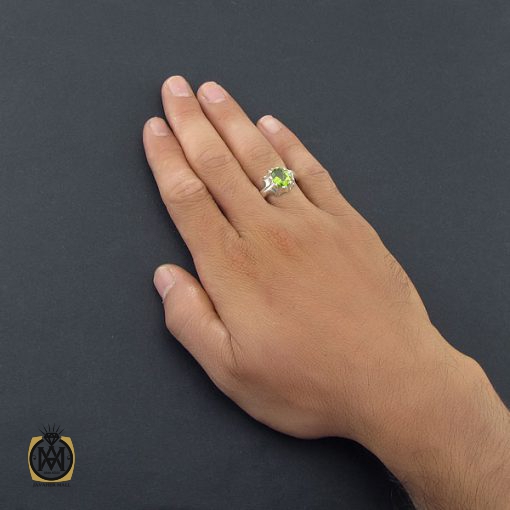 انگشتر زبرجد مردانه با رکاب دست ساز - کد 8549 - تصویر 5