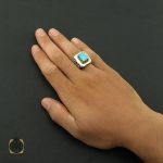 5 انگشتر فیروزه نیشابور مردانه شاهانه رکاب دست ساز - کد 8568 - تصویر 5