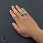 5 انگشتر فیروزه نیشابور صفوی مردانه رکاب دست ساز استاد شرفیان - کد 8570 - تصویر 5