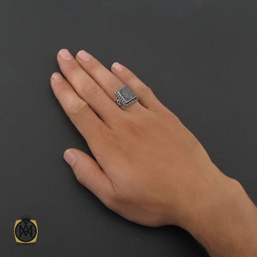 انگشتر حدید سینی با حکاکی ان الحسین مصباح الهدی وسفینه النجاه مردانه - کد 8371 - تصویر 5