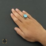 5 انگشتر فیروزه نیشابور مردانه رکاب دست ساز - کد 8576 - تصویر 5