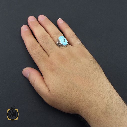 5 انگشتر فیروزه نیشابور مردانه ارزشمند - کد 8581 - تصویر 5