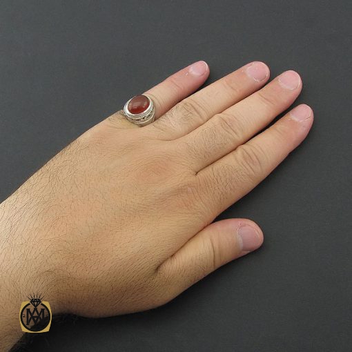 انگشتر عقیق یمن مردانه رکاب طرح یا علی - کد 8582 - تصویر 5