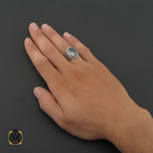 5 انگشتر حدید سینی با حکاکی عین علی مردانه - کد 8374 - تصویر 5