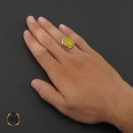 5 انگشتر عقیق زرد با حکاکی شرف الشمس مردانه - کد 8376 - تصویر 5