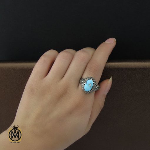 انگشتر فیروزه نیشابور زنانه طرح هستی - کد 2072 - تصویر 5