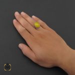 5 انگشتر عقیق زرد با حکاکی شرف الشمس مردانه - کد 8378 - تصویر 5